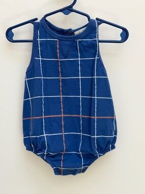 Babyclic Navy Grid Sleeveless Baby Romper